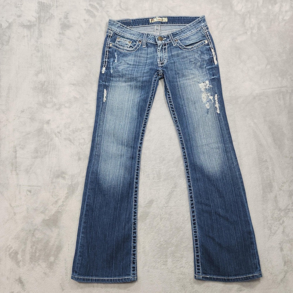BKE Denim Jeans Womens 28x31.5 Blue Stella Low Rise Bootcut Distressed Stretch